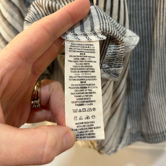 Free People M Blue Work Wearin It Handkerchief Rope Trim Stripe Tank Boho Hippie - Picture 7 of 8